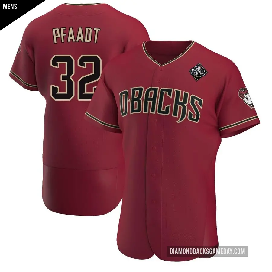 Men's Arizona Diamondbacks ＃32 Brandon Pfaadt Authentic Crimson Alternate 2023 World Series Jersey