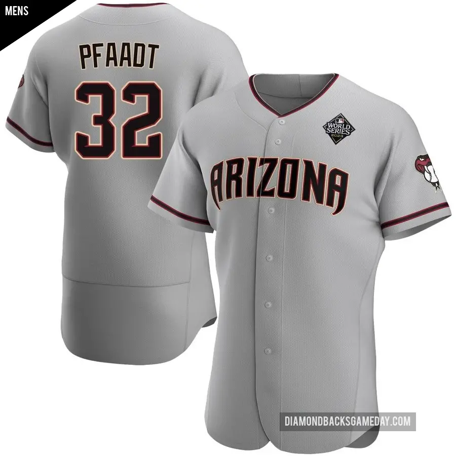 Men's Arizona Diamondbacks ＃32 Brandon Pfaadt Authentic Gray Road 2023 World Series Jersey