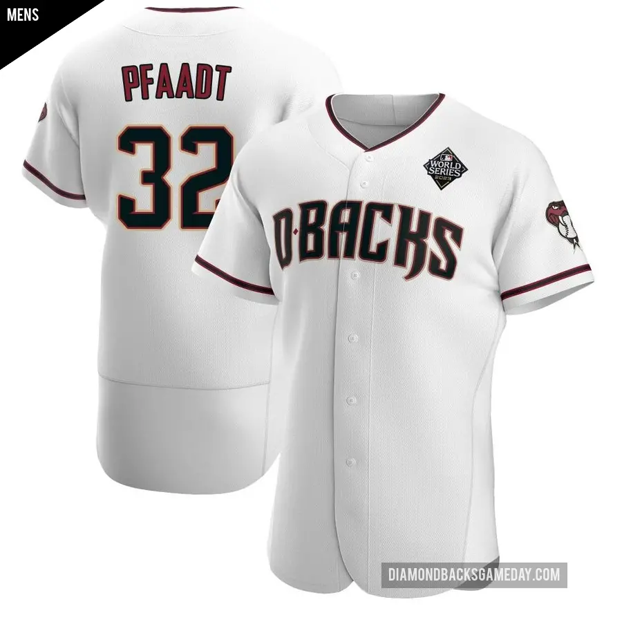 Men's Arizona Diamondbacks ＃32 Brandon Pfaadt Authentic White Crimson Home 2023 World Series Jersey