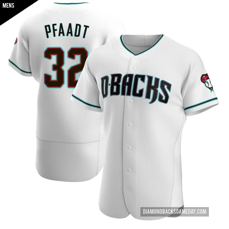 Men's Arizona Diamondbacks ＃32 Brandon Pfaadt Authentic White /Teal Alternate Jersey