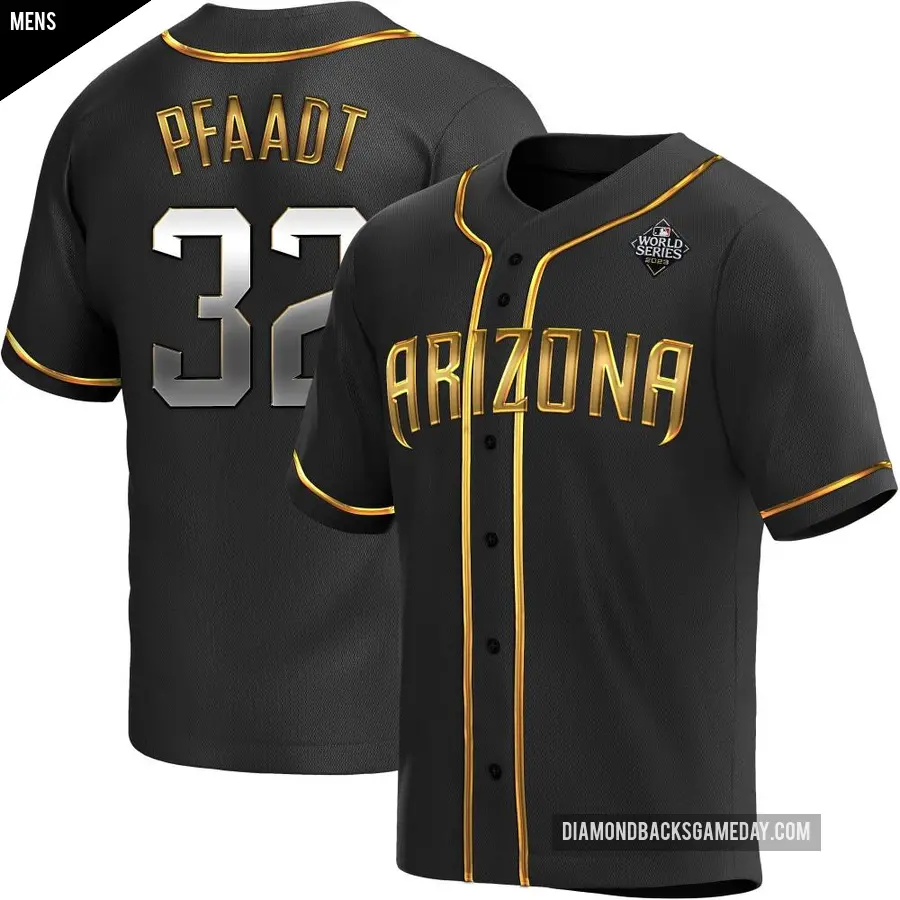 Men's Arizona Diamondbacks ＃32 Brandon Pfaadt Replica Gold Black en Alternate 2023 World Series Jersey