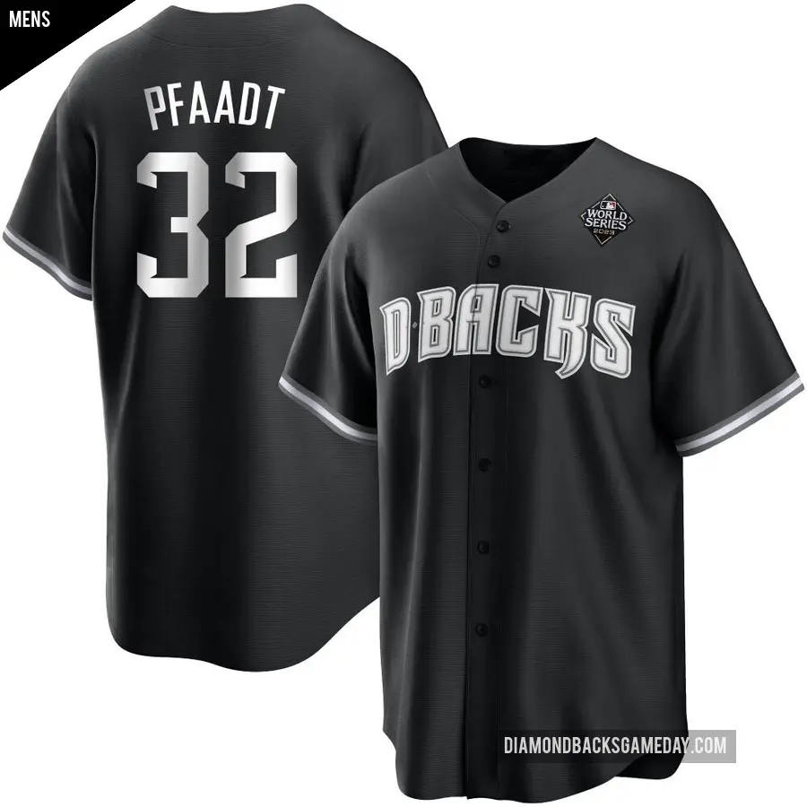 Men's Arizona Diamondbacks ＃32 Brandon Pfaadt Replica White Black 2023 World Series Jersey