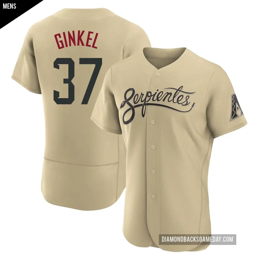 Men's Arizona Diamondbacks ＃37 Kevin Ginkel Authentic Gold 2021 City Connect Jersey