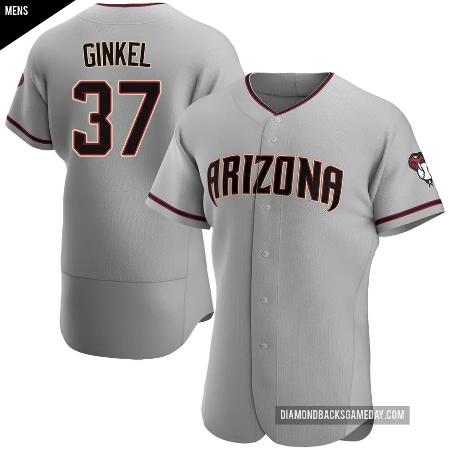 Men's Arizona Diamondbacks ＃37 Kevin Ginkel Authentic Gray Road Jersey