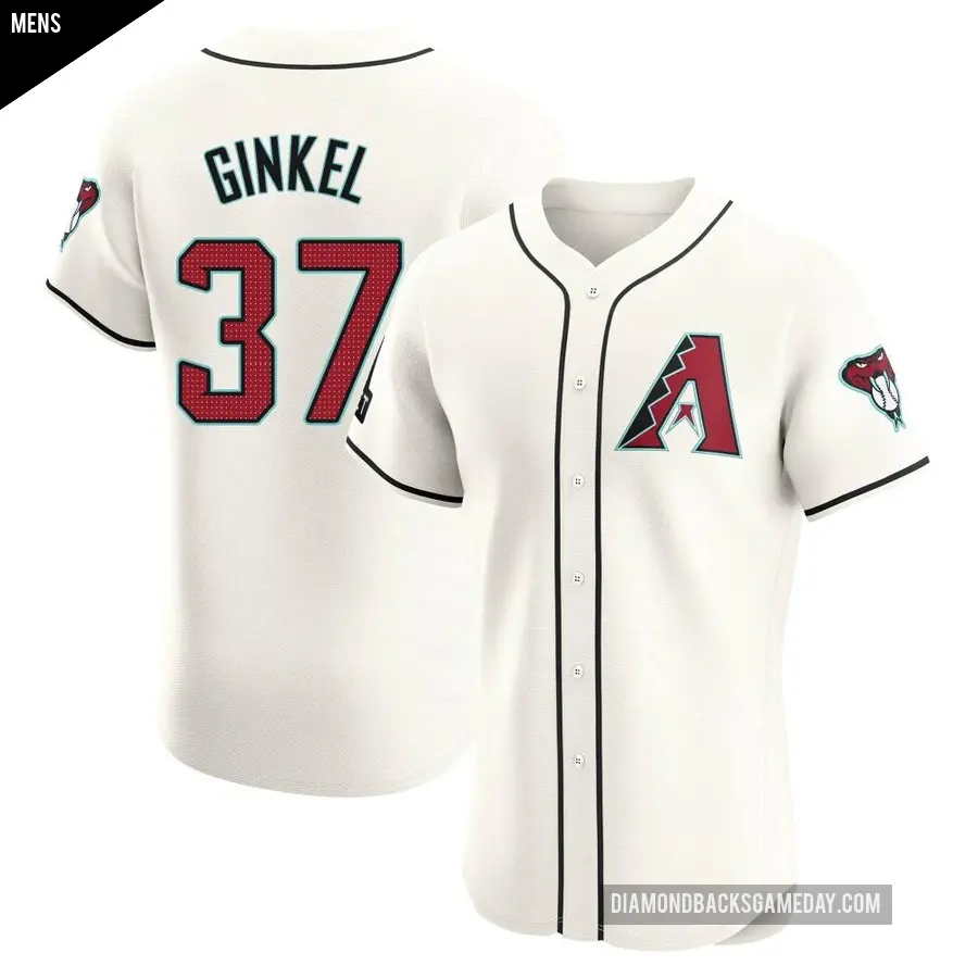 Men's Arizona Diamondbacks ＃37 Kevin Ginkel Elite Cream Home Patch Jersey