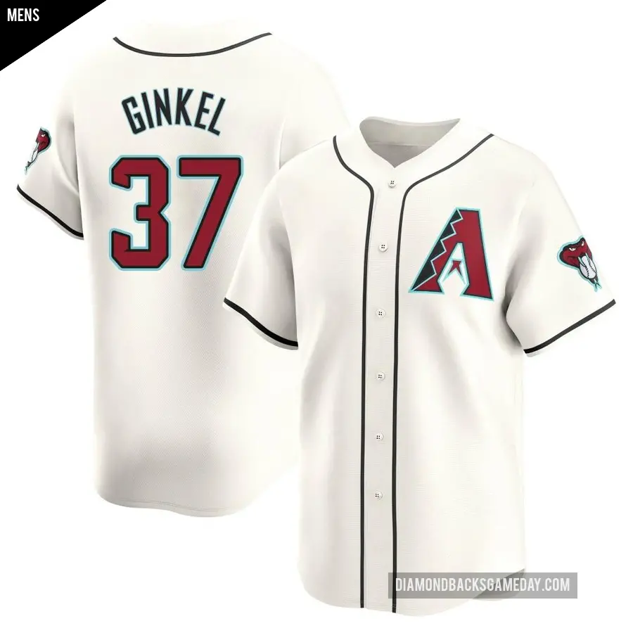 Men's Arizona Diamondbacks ＃37 Kevin Ginkel Limited White Home Jersey