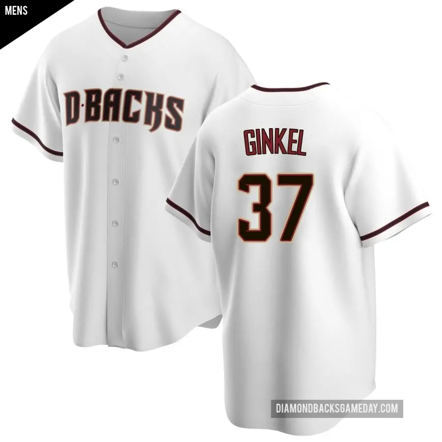 Men's Arizona Diamondbacks ＃37 Kevin Ginkel Replica White Home Jersey