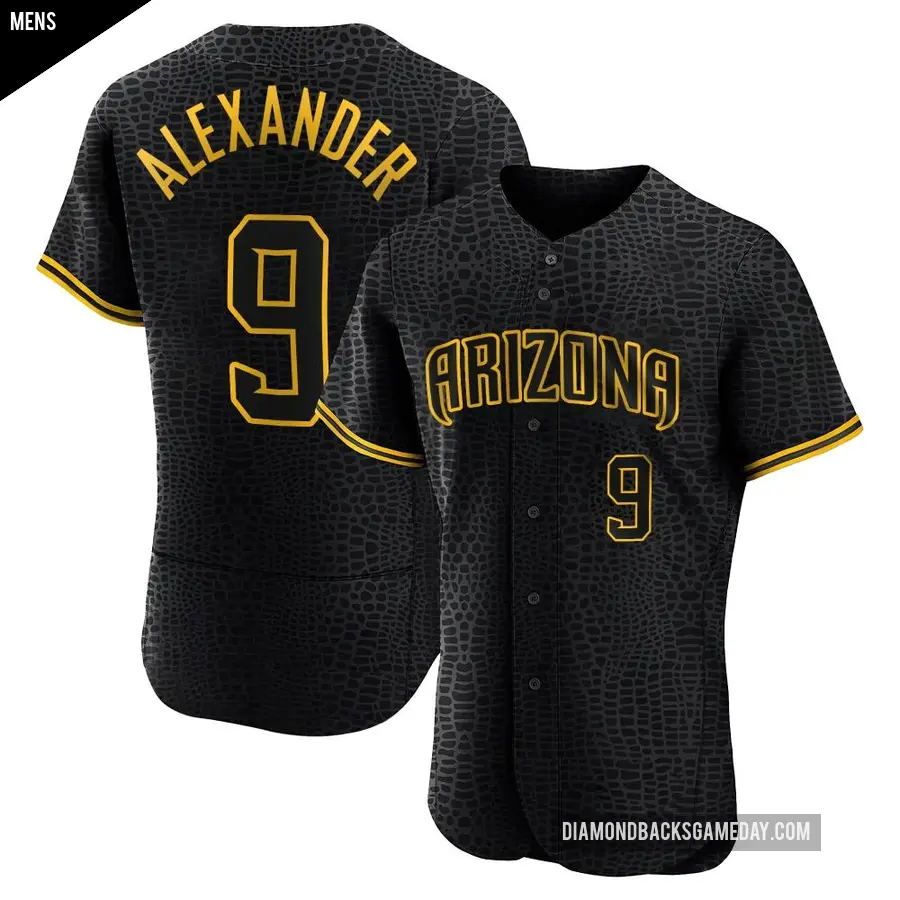 Men's Arizona Diamondbacks ＃9 Blaze Alexander Authentic Black Snake Skin City Jersey