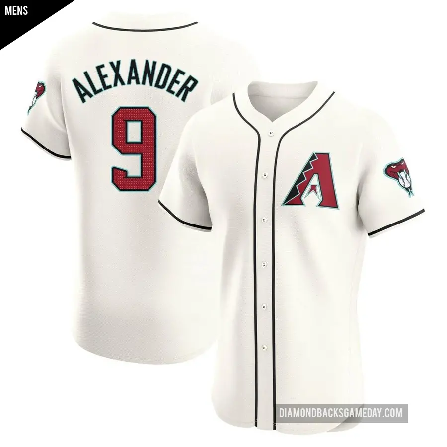 Men's Arizona Diamondbacks ＃9 Blaze Alexander Elite Cream Home Jersey