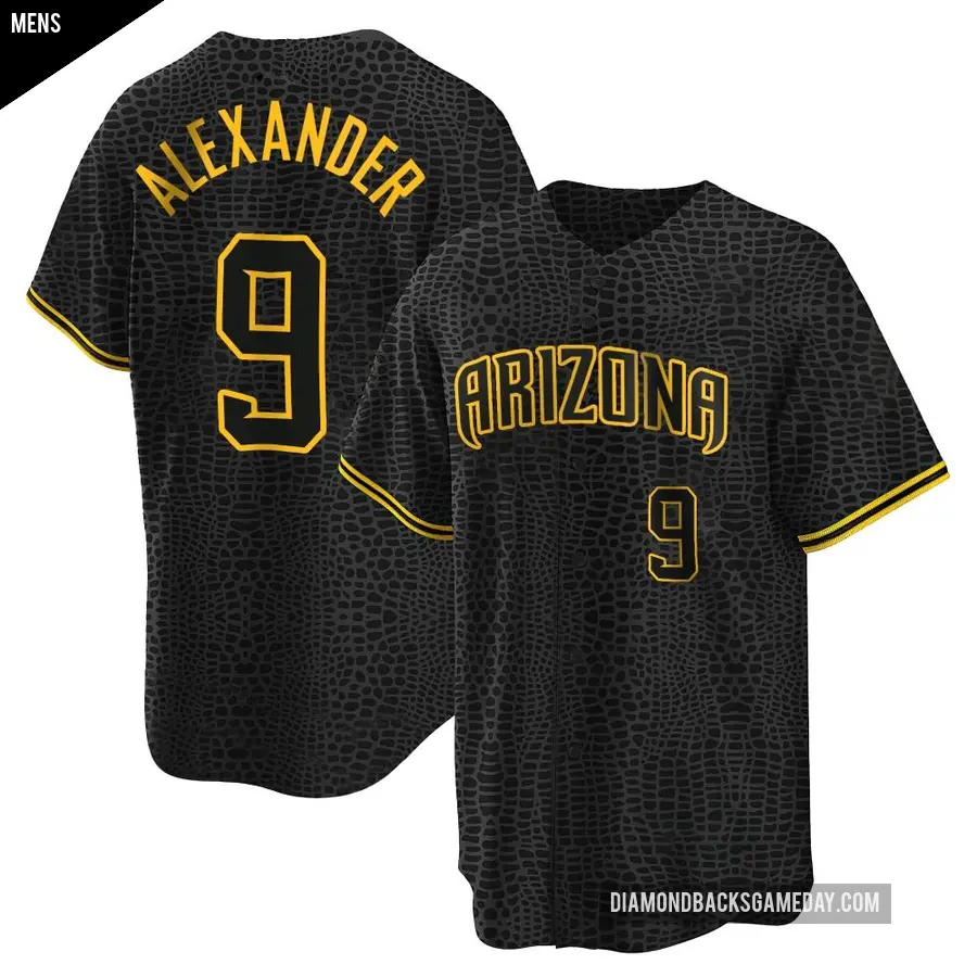 Men's Arizona Diamondbacks ＃9 Blaze Alexander Replica Black Snake Skin City Jersey