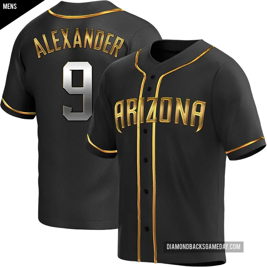 Men's Arizona Diamondbacks ＃9 Blaze Alexander Replica Gold Black en Alternate Jersey