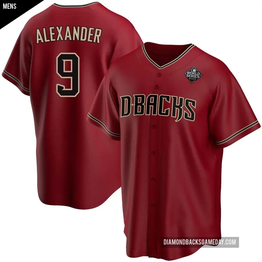 Men's Arizona Diamondbacks ＃9 Blaze Alexander Replica Red Alternate 2023 World Series Jersey