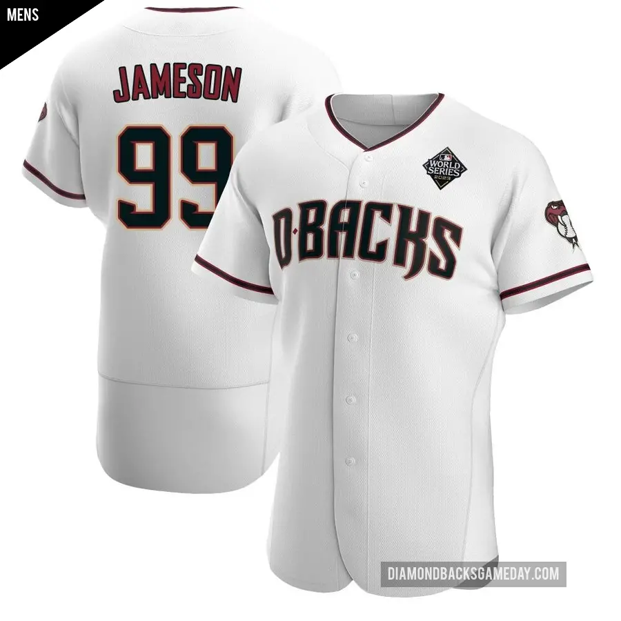 Men's Arizona Diamondbacks ＃99 Drey Jameson Authentic White Crimson Home 2023 World Series Jersey