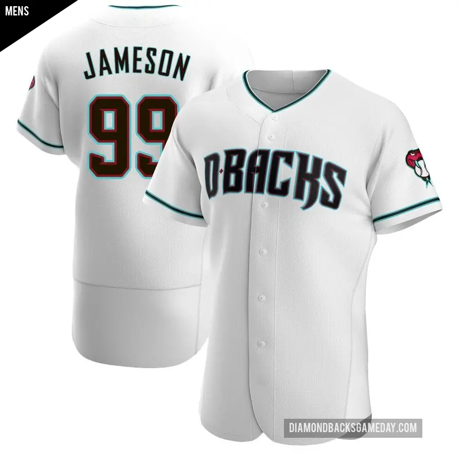 Men's Arizona Diamondbacks ＃99 Drey Jameson Authentic White /Teal Alternate Jersey