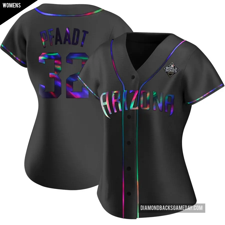 Women's Arizona Diamondbacks ＃32 Brandon Pfaadt Authentic Black Holographic Alternate 2023 World Series Jersey