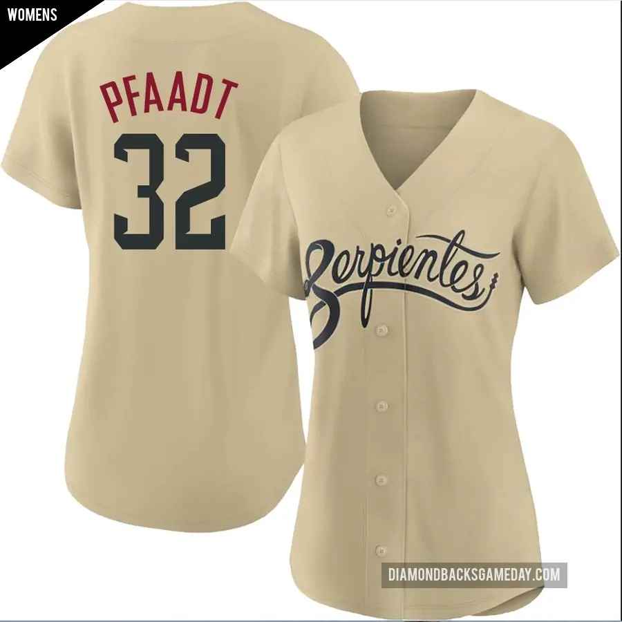 Women's Arizona Diamondbacks ＃32 Brandon Pfaadt Authentic Gold 2021 City Connect Cool Base Jersey