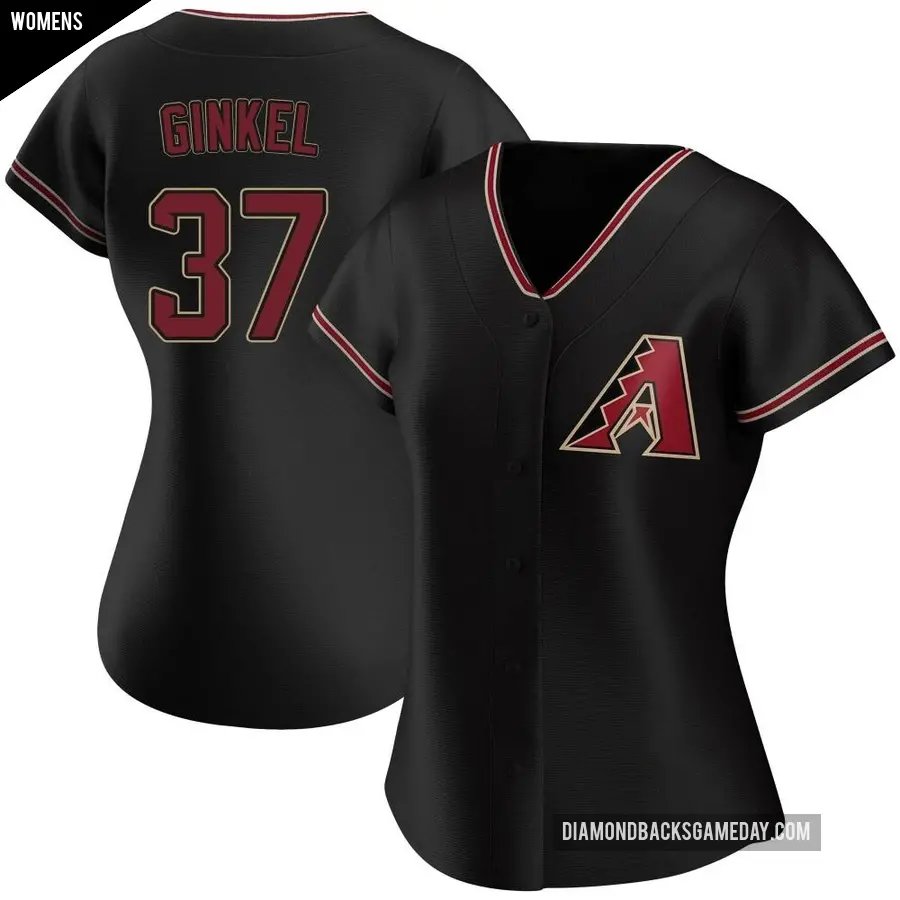 Women's Arizona Diamondbacks ＃37 Kevin Ginkel Authentic Black Alternate Jersey