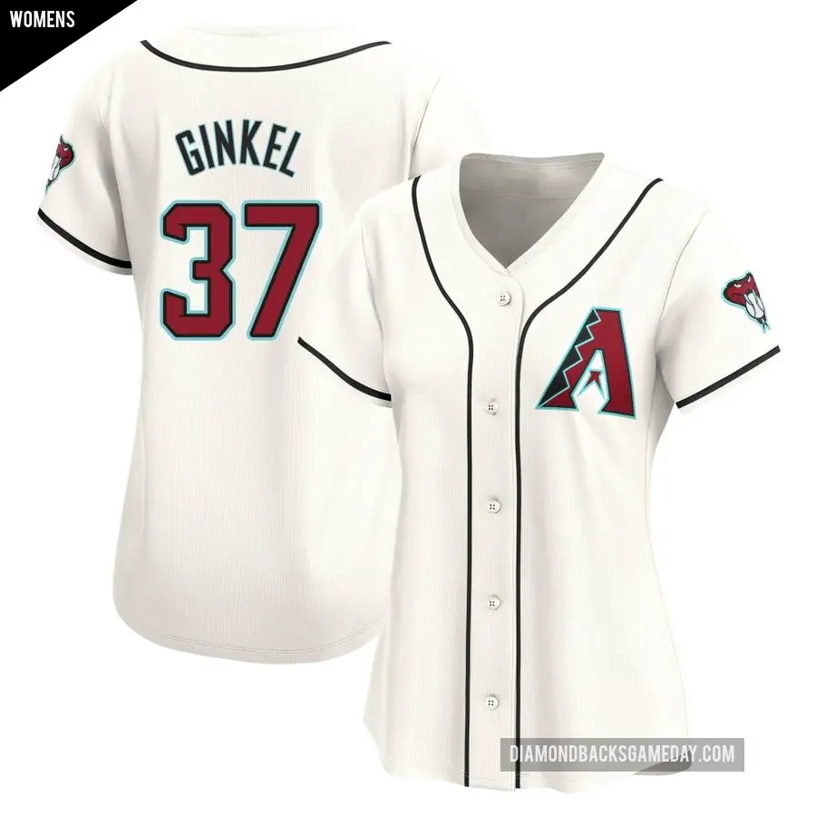 Women's Arizona Diamondbacks ＃37 Kevin Ginkel Limited White Home Jersey