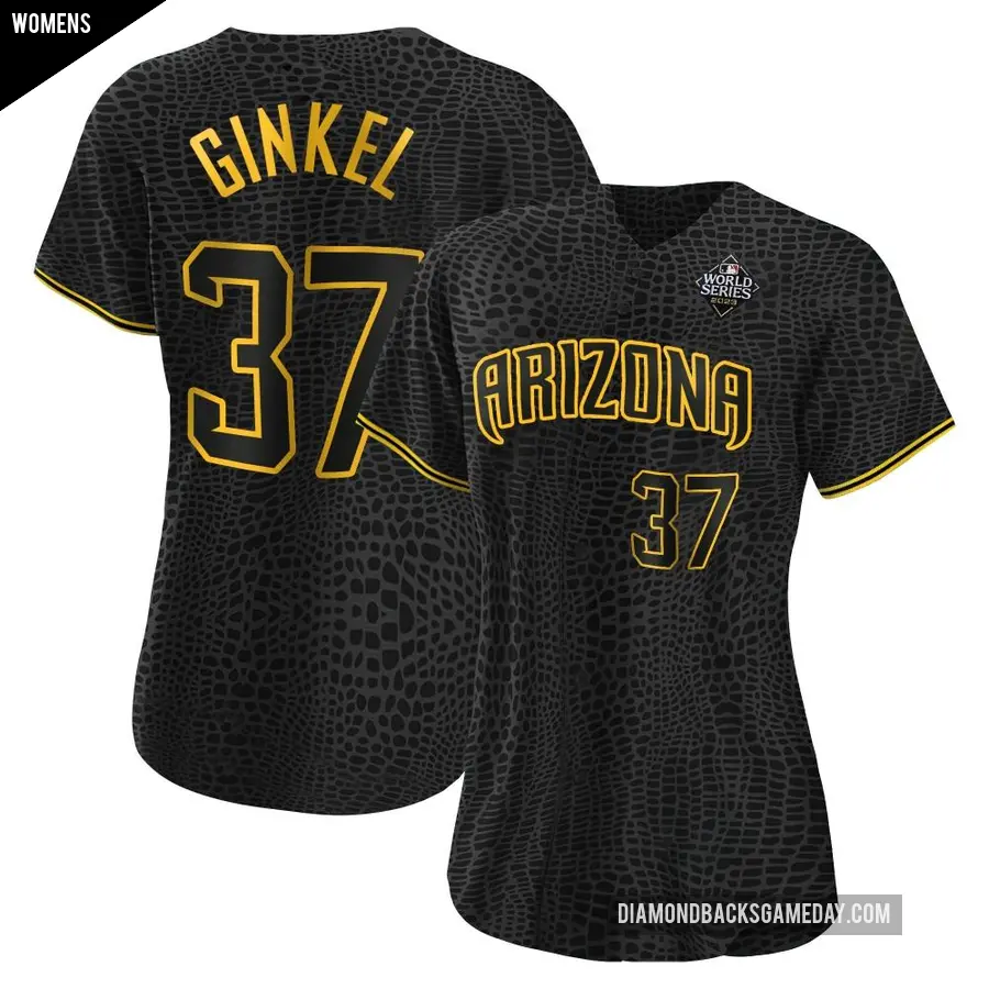 Women's Arizona Diamondbacks ＃37 Kevin Ginkel Replica Black Snake Skin City 2023 World Series Jersey