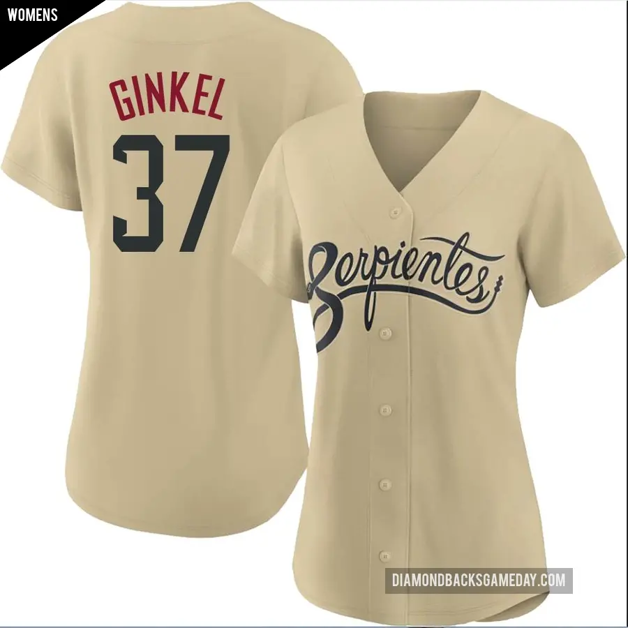 Women's Arizona Diamondbacks ＃37 Kevin Ginkel Replica Gold 2021 City Connect Cool Base Jersey