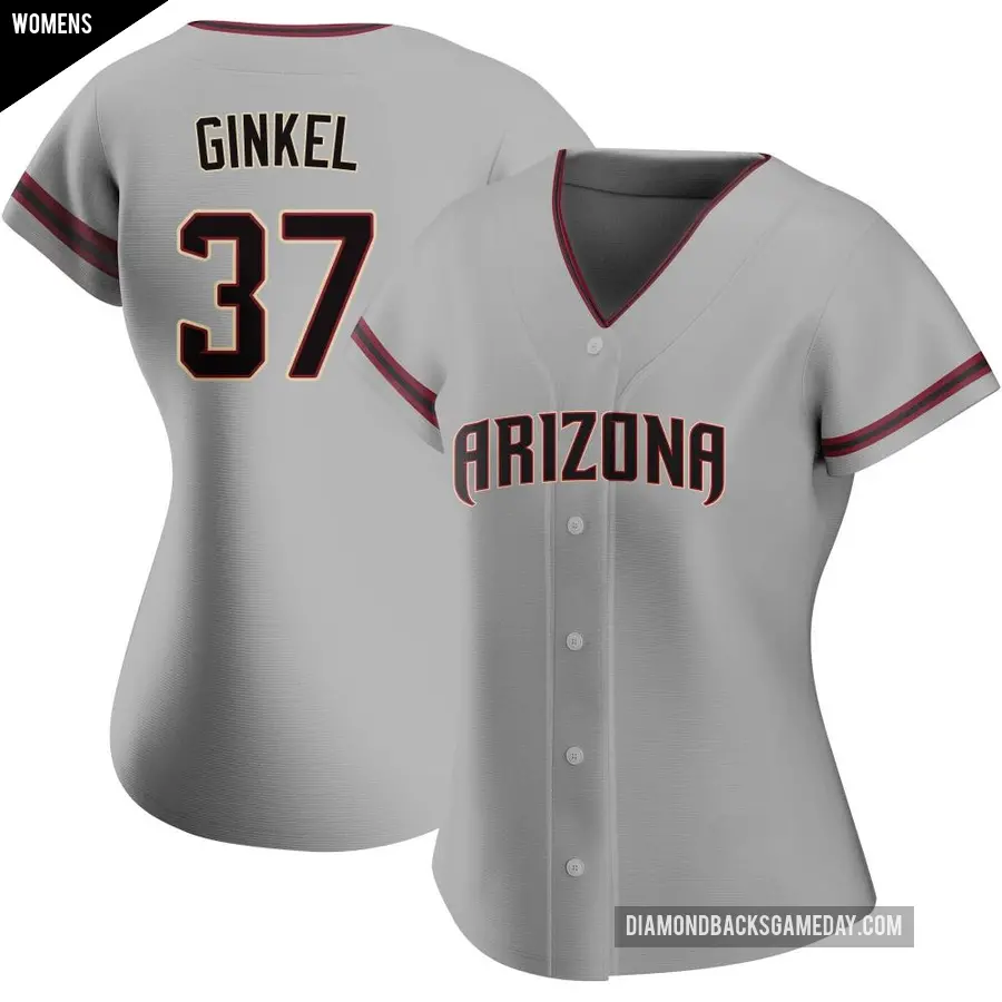 Women's Arizona Diamondbacks ＃37 Kevin Ginkel Replica Gray Road Jersey