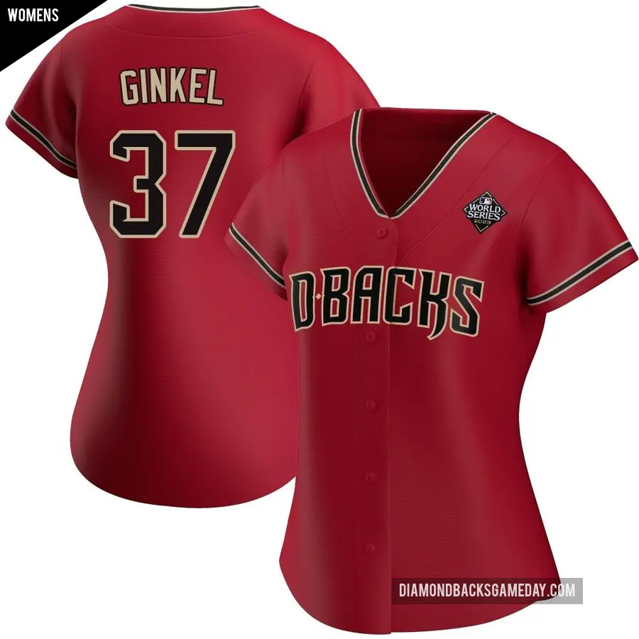 Women's Arizona Diamondbacks ＃37 Kevin Ginkel Replica Red Alternate 2023 World Series Jersey