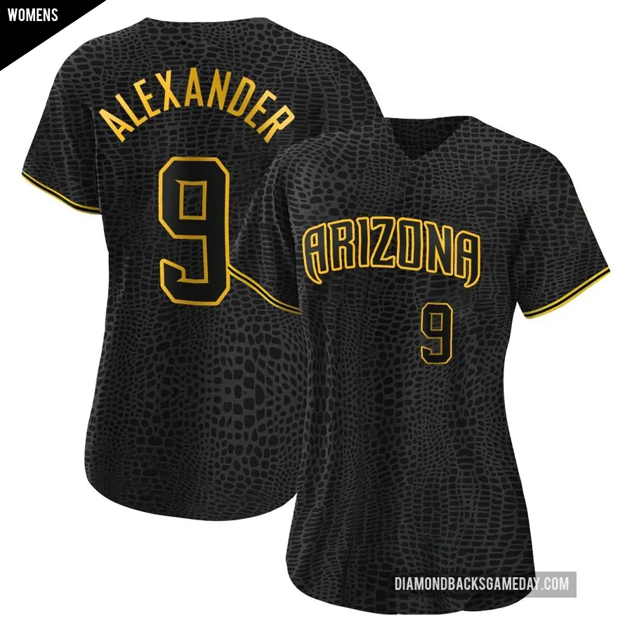 Women's Arizona Diamondbacks ＃9 Blaze Alexander Authentic Black Snake Skin City Jersey