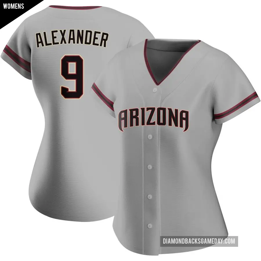 Women's Arizona Diamondbacks ＃9 Blaze Alexander Authentic Gray Road Jersey