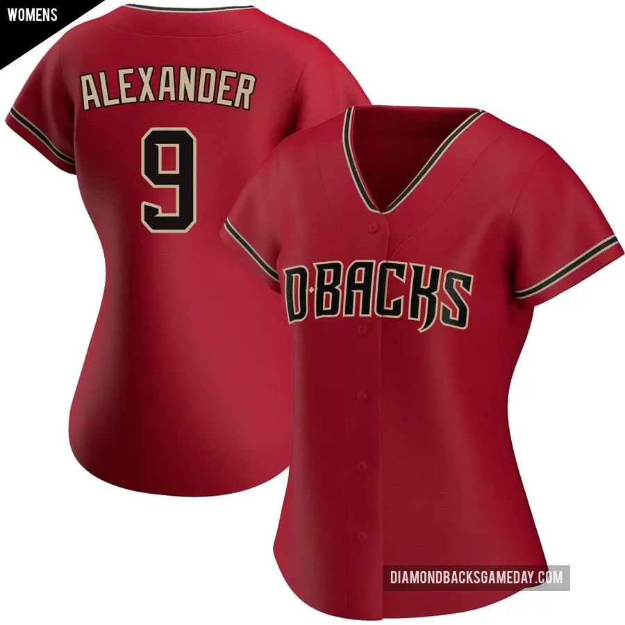 Women's Arizona Diamondbacks ＃9 Blaze Alexander Authentic Red Alternate Jersey