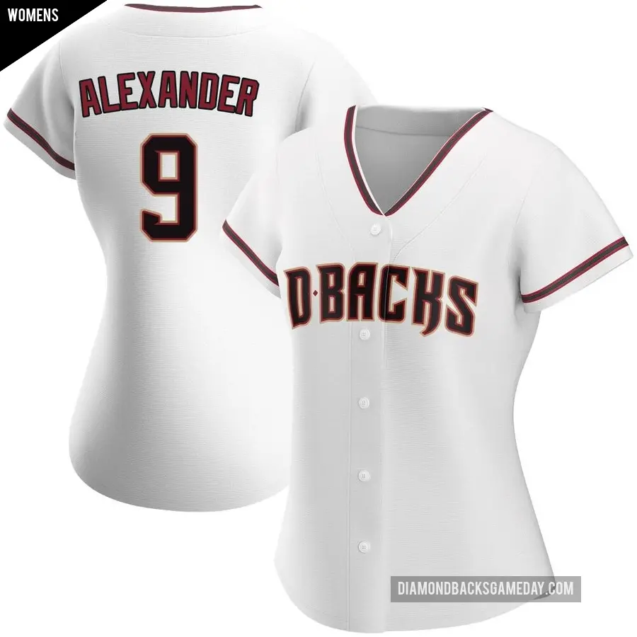 Women's Arizona Diamondbacks ＃9 Blaze Alexander Authentic White Home Jersey