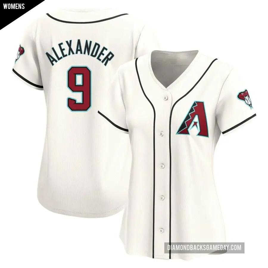 Women's Arizona Diamondbacks ＃9 Blaze Alexander Limited White Home Jersey