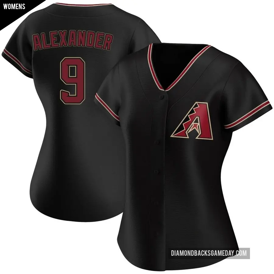 Women's Arizona Diamondbacks ＃9 Blaze Alexander Replica Black Alternate Jersey