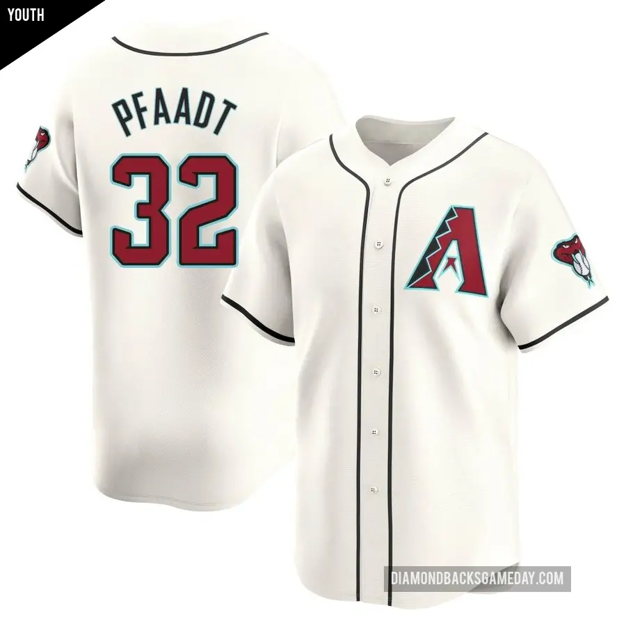 Youth Arizona Diamondbacks ＃32 Brandon Pfaadt Limited White Home Jersey