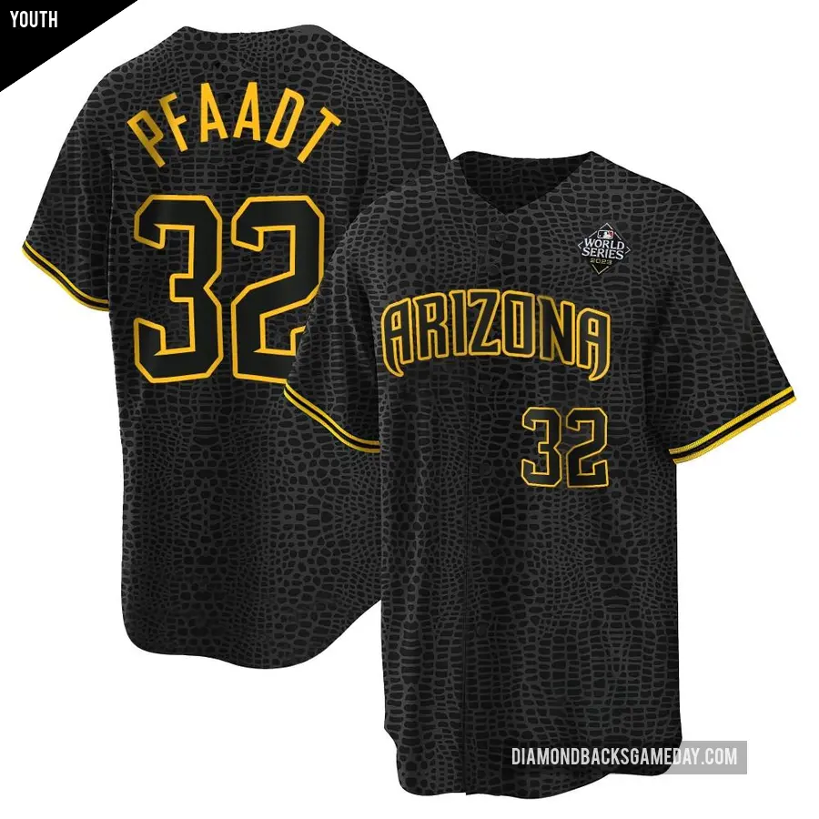 Youth Arizona Diamondbacks ＃32 Brandon Pfaadt Replica Black Snake Skin City 2023 World Series Jersey