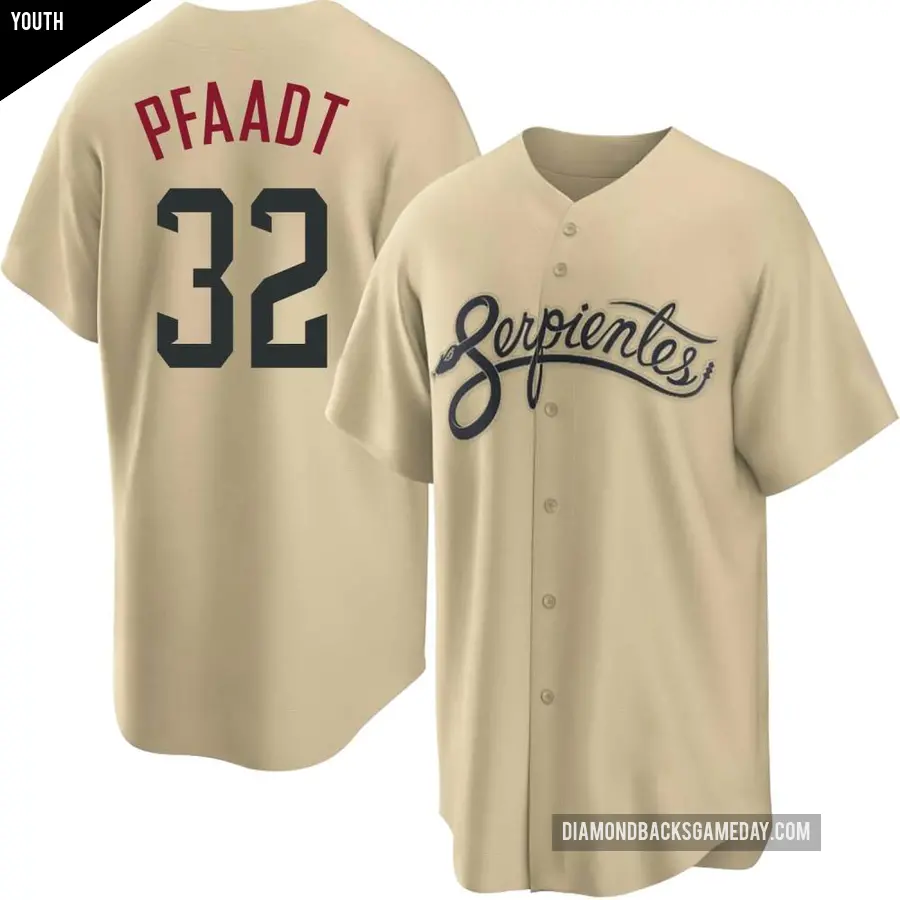 Youth Arizona Diamondbacks ＃32 Brandon Pfaadt Replica Gold 2021 City Connect Cool Base Jersey