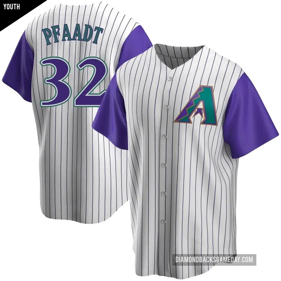 Youth Arizona Diamondbacks ＃32 Brandon Pfaadt Replica Purple Cream/ Alternate Cooperstown Collection Jersey