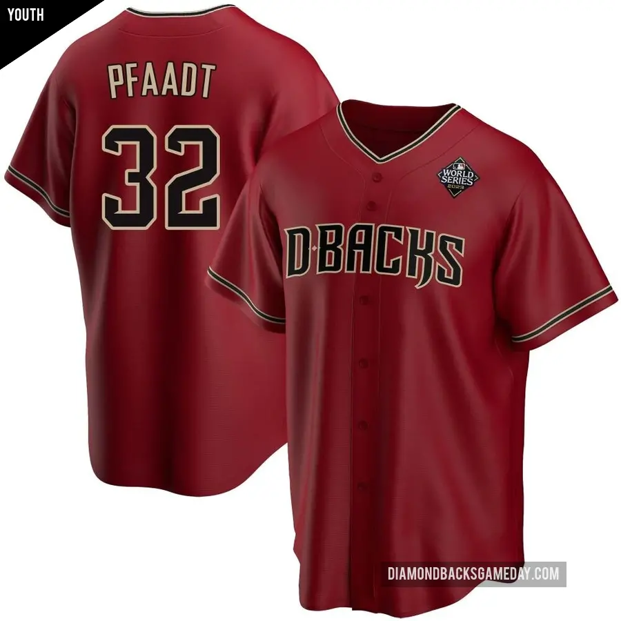 Youth Arizona Diamondbacks ＃32 Brandon Pfaadt Replica Red Alternate 2023 World Series Jersey