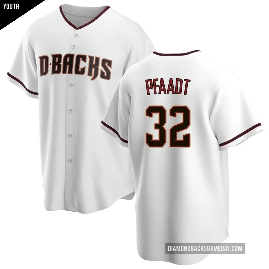 Youth Arizona Diamondbacks ＃32 Brandon Pfaadt Replica White Home Jersey