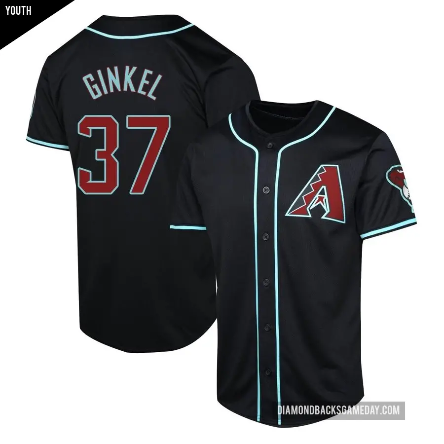 Youth Arizona Diamondbacks ＃37 Kevin Ginkel Limited Black Alternate Jersey