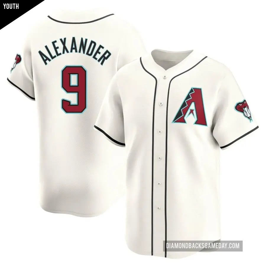 Youth Arizona Diamondbacks ＃9 Blaze Alexander Limited White Home Jersey