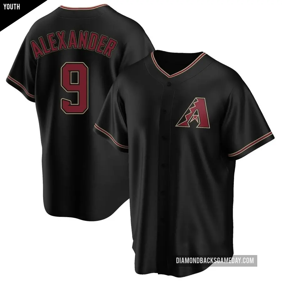 Youth Arizona Diamondbacks ＃9 Blaze Alexander Replica Black Alternate Jersey