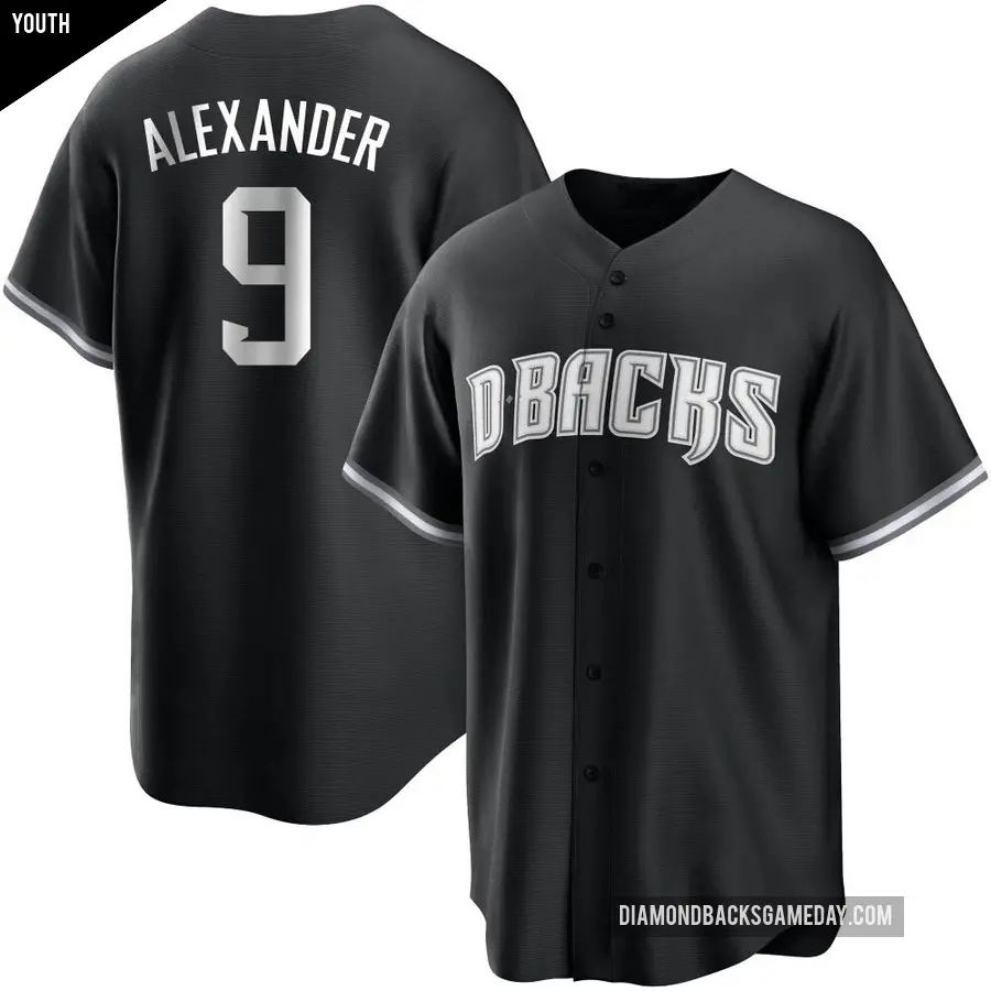 Youth Arizona Diamondbacks ＃9 Blaze Alexander Replica Black/White Jersey