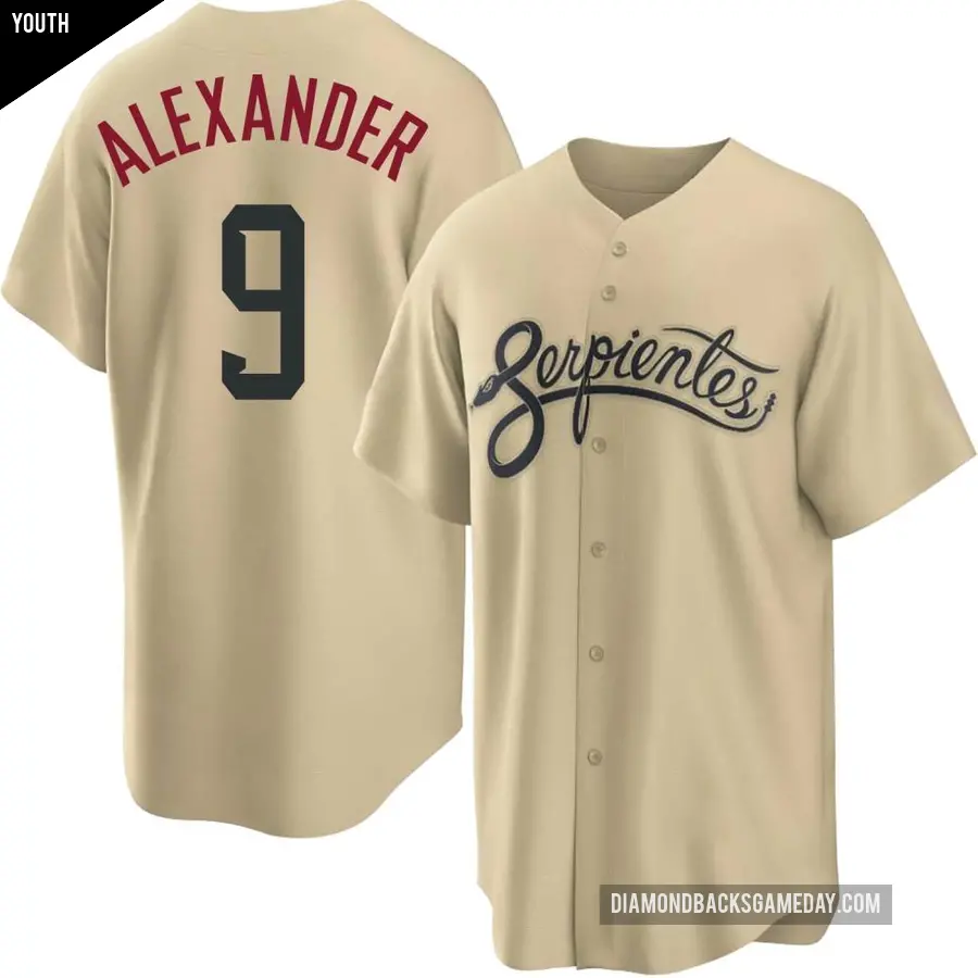 Youth Arizona Diamondbacks ＃9 Blaze Alexander Replica Gold 2021 City Connect Cool Base Jersey