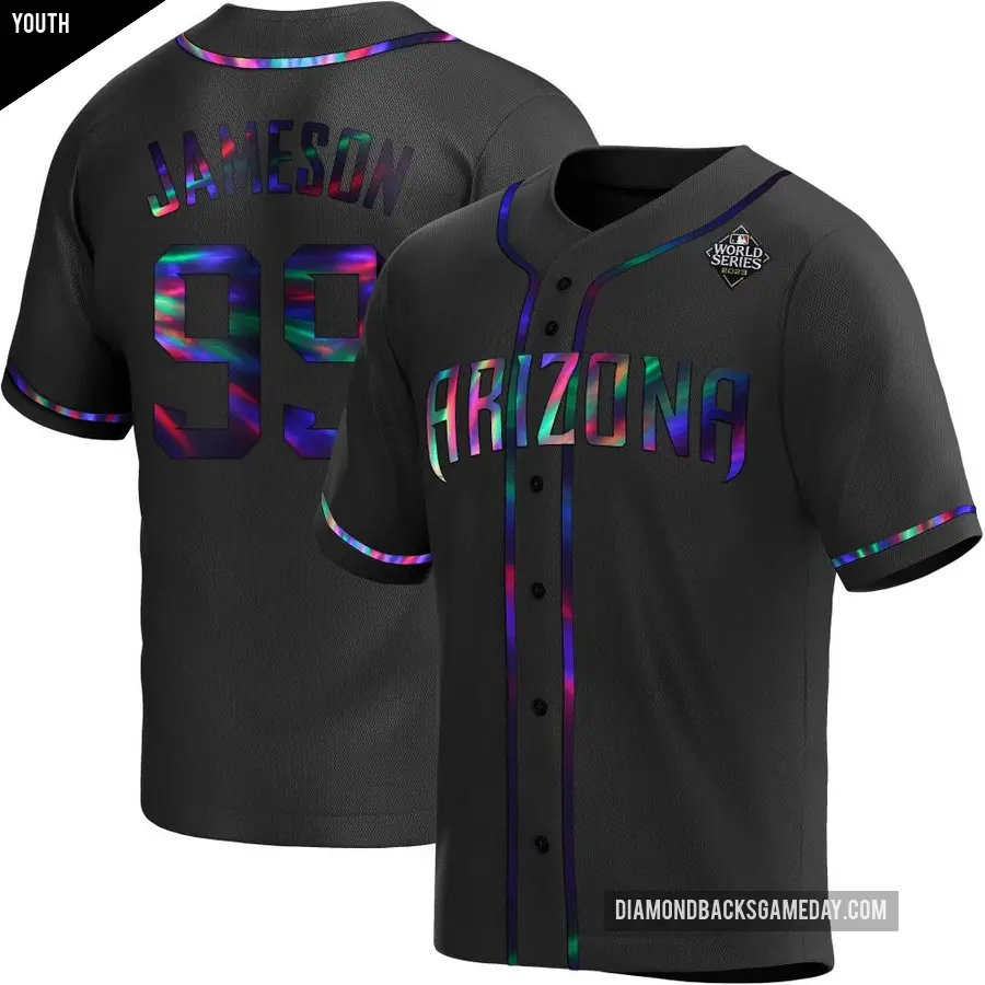 Youth Arizona Diamondbacks ＃99 Drey Jameson Replica Black Holographic Alternate 2023 World Series Jersey